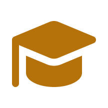 Graduation cap icon in gold color, symbolizing education and academic achievement.